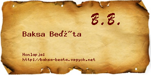 Baksa Beáta névjegykártya