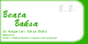 beata baksa business card