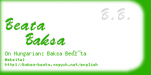 beata baksa business card